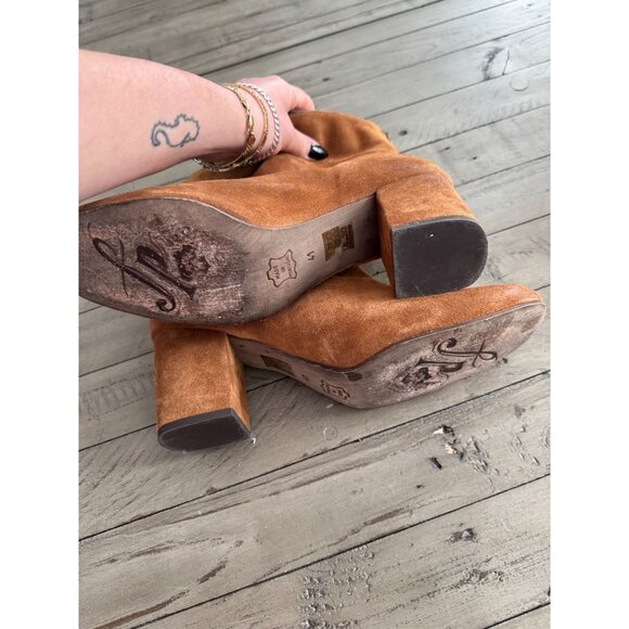 Free People FP Cecile Suede Leather Ankle Boots Booties Brown Size 41 11 - Picture 10 of 10